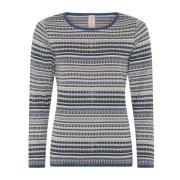 Indigo Jacquard Pullover Blouse Skovhuus , Multicolor , Dames