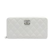 Pre-owned Leather wallets Chanel Vintage , White , Dames