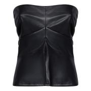 Zwarte Strapless Nep Leren Top Rotate Birger Christensen , Black , Dam...