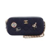 Pre-owned Leather chanel-bags Chanel Vintage , Blue , Dames