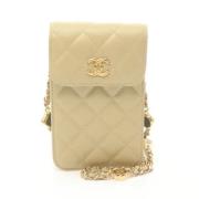 Pre-owned Leather chanel-bags Chanel Vintage , Beige , Dames