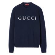 Blauwe Crewneck Gebreide Kleding voor Mannen Gucci , Blue , Heren