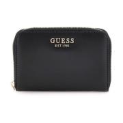 Zwarte PU Leren Portemonnee - Metalen Logo Guess , Black , Dames