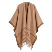 Bruine Wollen Poncho met Franjes Max Mara , Brown , Dames