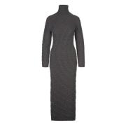 Grijze Kabeltrui Jurk Geribbelde Zoom Max Mara , Gray , Dames