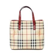 Pre-owned Coated canvas handbags Burberry Vintage , Beige , Dames