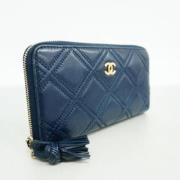 Pre-owned Leather wallets Chanel Vintage , Blue , Dames