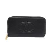 Pre-owned Leather wallets Chanel Vintage , Black , Dames