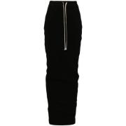 Zwarte Katoenen Lange Rok met Split Rick Owens , Black , Dames