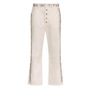 Flared Rhinestone Jeans met Rafelzoom Paco Rabanne , White , Dames