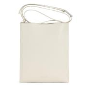 Eco Leren Schoudertas met Logo Calvin Klein , Beige , Dames