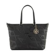 Vierkante Zwarte Shopper Tas Armani Exchange , Black , Dames