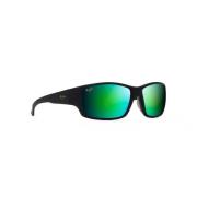 Rechthoekige zonnebril in zwart met groene spiegelglazen Maui Jim , Bl...