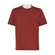 Contrasterende Trim Crew Neck T-shirts en Polos Brunello Cucinelli , B...