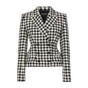 Geruite Blazer Zwart en Wit Vrouwen Dolce & Gabbana , Black , Dames