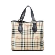 Pre-owned Coated canvas handbags Burberry Vintage , Beige , Dames