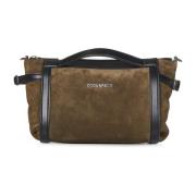 Bruine leren schoudertas met rits Dsquared2 , Brown , Heren