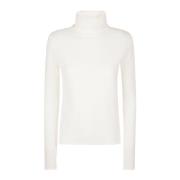 Kasjmier Coltrui Trui Lichtgewicht Hoge Hals Eleventy , White , Dames