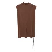 Bruine Jersey Mouwloze Crew Neck T-shirt Rick Owens , Brown , Heren