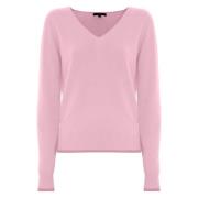 Angora Wol V-Hals Trui Kocca , Pink , Dames