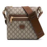 Beige Canvas Schoudertas met Interlocking G Gucci , Beige , Heren