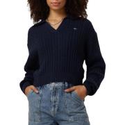 Blauwe Kabel Rugby Sweater Tommy Jeans , Blue , Dames