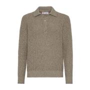 Beige V-Hals Gebreide Trui Brunello Cucinelli , Gray , Heren