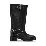 Zwarte Biker Boots met Harnasdetails JoDis , Black , Dames