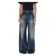 Blauwe Wassing Wide-Leg Werkjeans Diesel , Blue , Dames