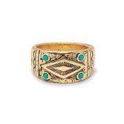 Engraved Vintage Gold Ring with Turquoise Nialaya , Yellow , Heren