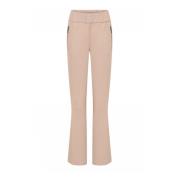 Flare Leg Leren Broek Sandstone Gustav , Beige , Dames