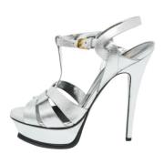 Pre-owned Leather sandals Yves Saint Laurent Vintage , Gray , Dames