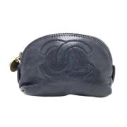 Pre-owned Leather wallets Chanel Vintage , Blue , Dames