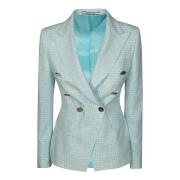 Chique Boucle Blazer Verhoog Stijl Tagliatore , Blue , Dames