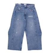 Hoge taille rechte pasvorm denim shorts Amish , Blue , Dames