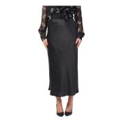 Zwarte Linnen Midi Rok Armani Exchange , Black , Dames