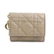 Pre-owned Leather wallets Dior Vintage , Beige , Dames