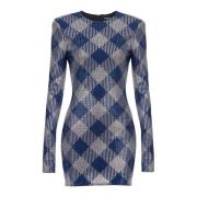 Gingham strassjurk Balmain , Blue , Dames