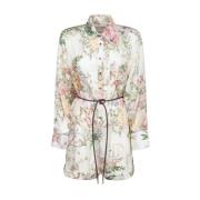 Bloemen Zijden Shirt Playsuit Zimmermann , Multicolor , Dames