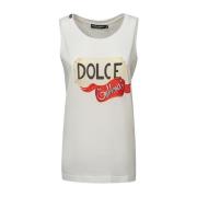 Katoenen Logo Print Tanktop Dolce & Gabbana , White , Dames