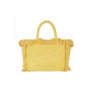 Gele Zachte Schoudertas met Reliëf Logo Saint Barth , Yellow , Unisex