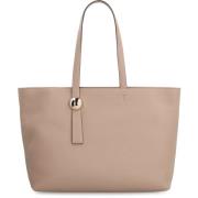 Korrelig leren tote met bovenrits Furla , Beige , Dames