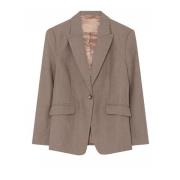 Klassieke Blazer met V-Hals en Klepzakken Gustav , Brown , Dames