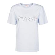 Logo T-shirt Casual Wear Marni , White , Dames