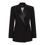 Elegante Zwarte Blazer met Zakkleppen Bruuns Bazaar , Black , Dames