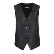 Zwart Gestreept Vest met Voorzakken Alberto Biani , Black , Dames