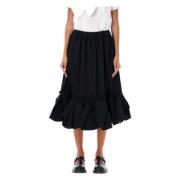 Zwarte Geplooide Ruche Zoom Midi Rok Comme des Garçons , Black , Dames