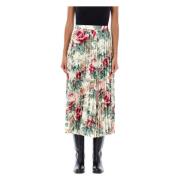 Bloemen Geplooide Midi Rok Off Whte/roze Junya Watanabe , Multicolor ,...