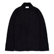 Oversized Mohair Wool Knit Shirt Laneus , Black , Heren