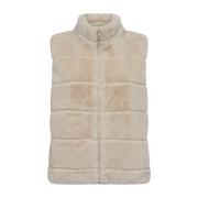 Beige Faux Fur Gilet Freequent , Beige , Dames